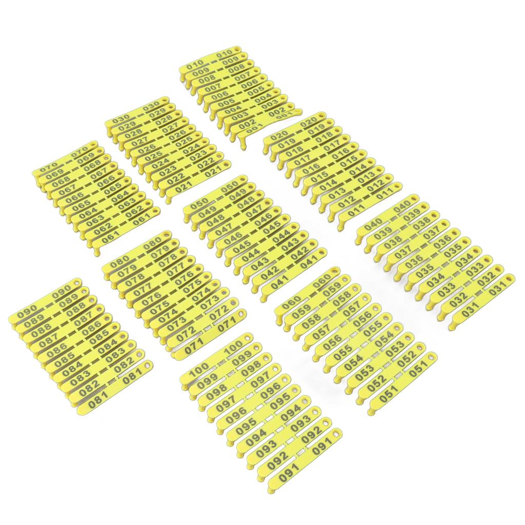 100PCS 001‑100 Number Plastic Livestock Tag Integrated Colorfast Livestock Ear Tags for Cattle Cows