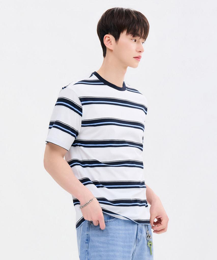 CHASECULT Unisex Big Multi Stripe Short Sleeve T-Shirt-Fbru5820D04