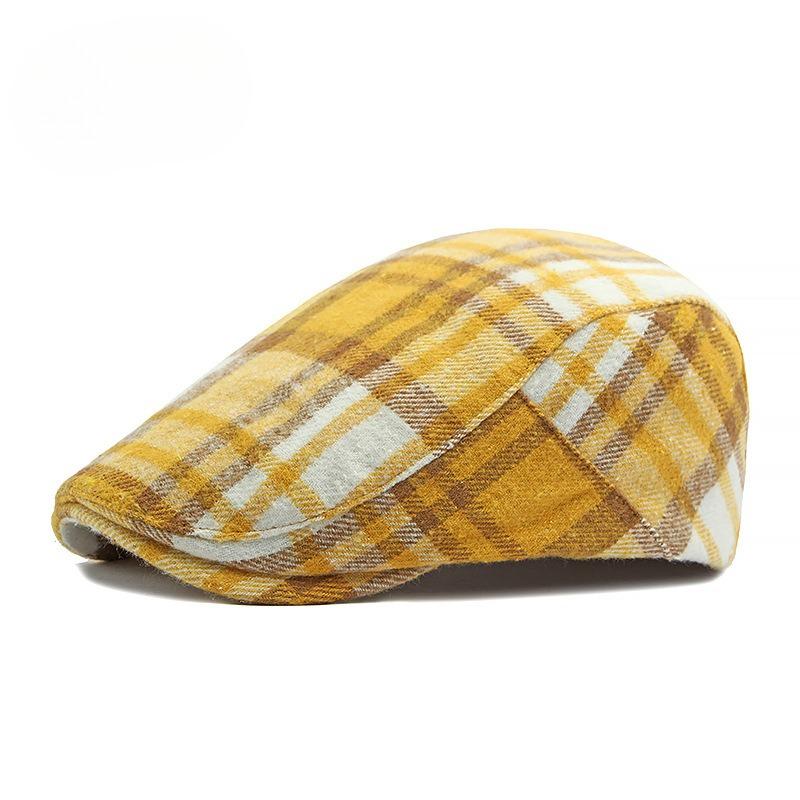British Retro Plaid Beret for Men Women Autumn Newsboy Cap Vintage Flat Cap Fashion Casual Painter Peaked Hat Unisex Cabbie Cap