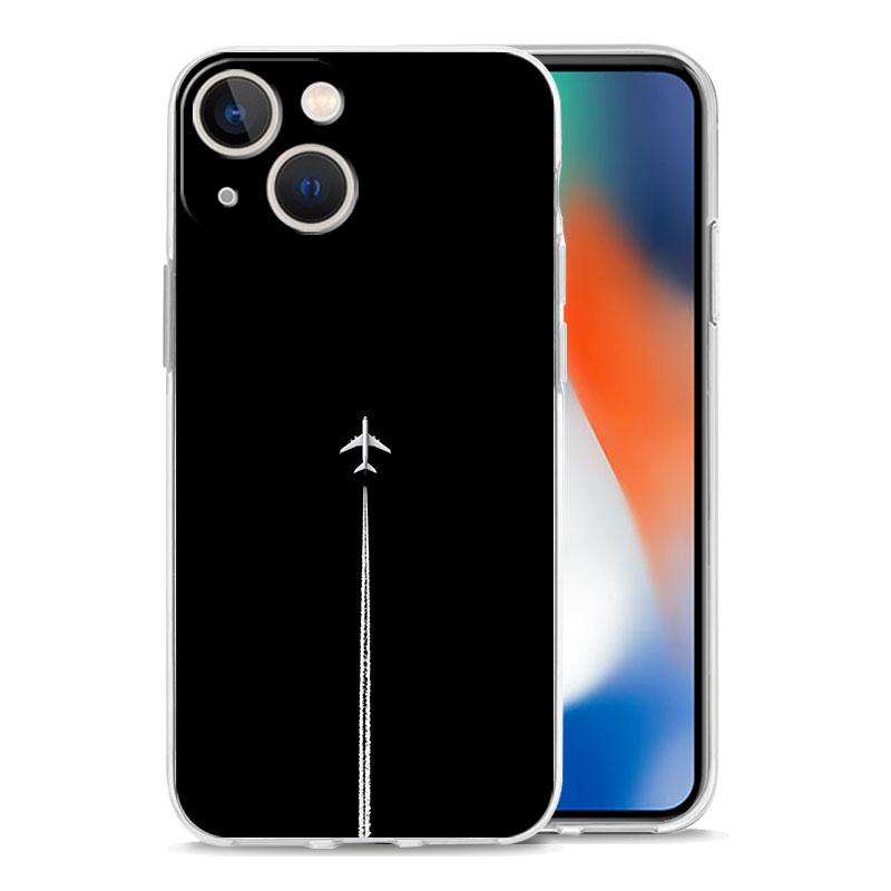 Чехол для телефона iPhone 17 Air Cases iPhone 16 15 12 13 14 Pro Max SE 7 8 Plus iPhone11 Прозрачный Мягкий Чехол С рисунком самолета