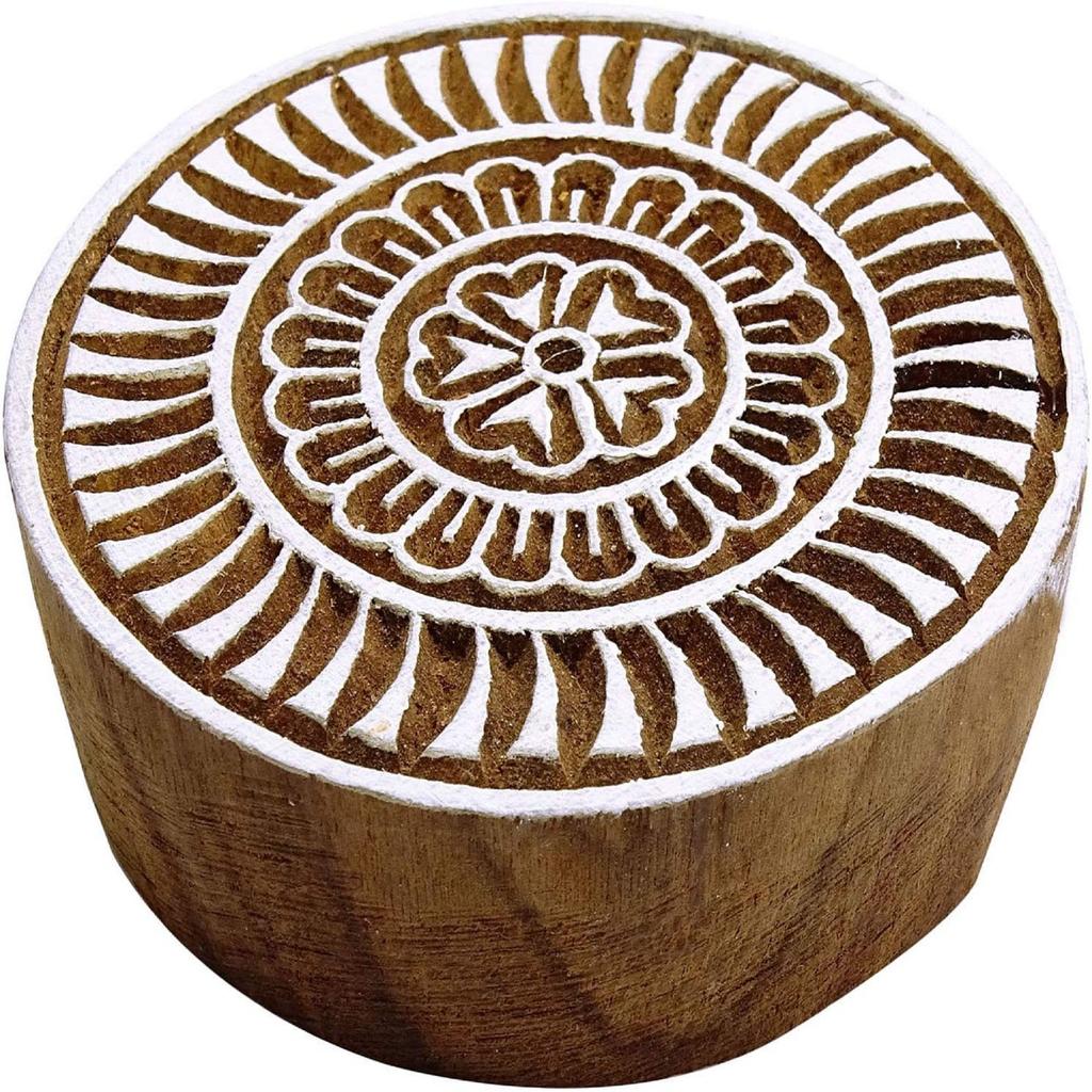 Цветочный узор круглой рукой высек деревянные блоки печати индийские декоративные