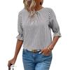 New Fashion Summer Women's Clothing, Blue Striped Button-down Shirt