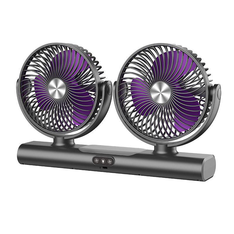 Multi-functional Dual-Head Oscillating Night Light & Silent Desktop Fan