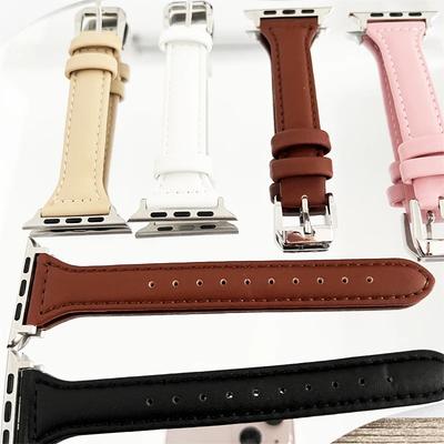 Тонкий кожаный ремешок для Apple Watch 10 11 ремешок 46мм 40мм 44мм 45мм 42мм 41мм спортивный браслет iWatch series 9 8 SE ultra 2 3 49мм