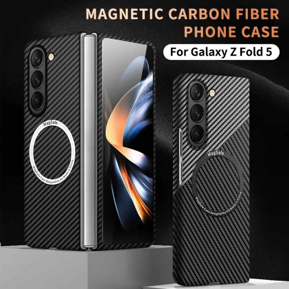 Ультратонкий матовый чехол Magsafe для Samsung Galaxy Z Fold 6 5 4 3, чехол из углеродного волокна с магнитной беспроводной зарядкой, жесткий защитный чехол с полной защитой
