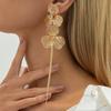 Salircon Romantic Long Tassel Petal Drop Earring Women 2026 Trend Exquisite Metal Hollow Flower Earrings Wedding Jewelry Gifts