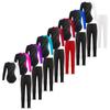 Kids Girls Long Sleeve Ballet Practice Dance Wear Gymnastics Leotard Ice Skating Competition Dance Costume with Trousers Outfit