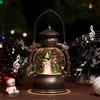 Lewondr Christmas Snow Globe with LED 8 Automatic Christmas Snow Scene Lantern Christmas Snowman Fir Bronze Lights, Songs, Loop, 6-Hour Timer,