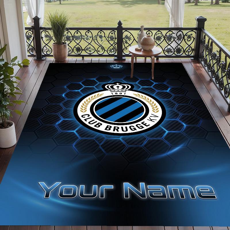 Custom Text Printed Rug Club Brugge FC Non Slip Floor Carpet For Home Room Decor
