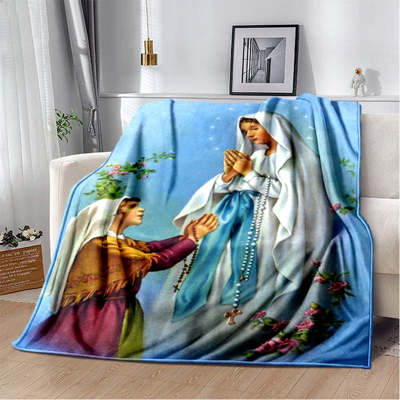 1 PC 3D printed flannel blanket (Our Lady of Guadalupe pattern) home blanket birthday gift..