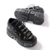Fashion Women Punk Platform Shoes for Woman's Lace-Up Round Toe Metal Decoration Thin Heels Sneakers Gothic Party Nightclub Shoe