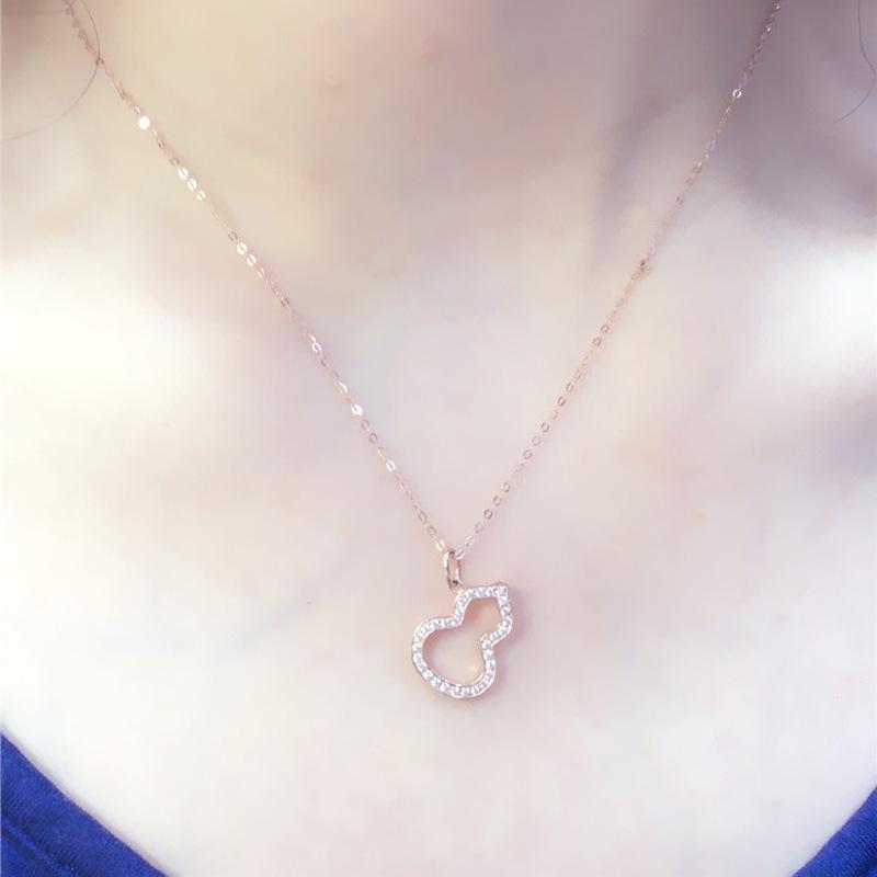 Purple Gold Gourd Diamond Pendant Femininity Design Colored Gold Rose Gold Clavicle Chain