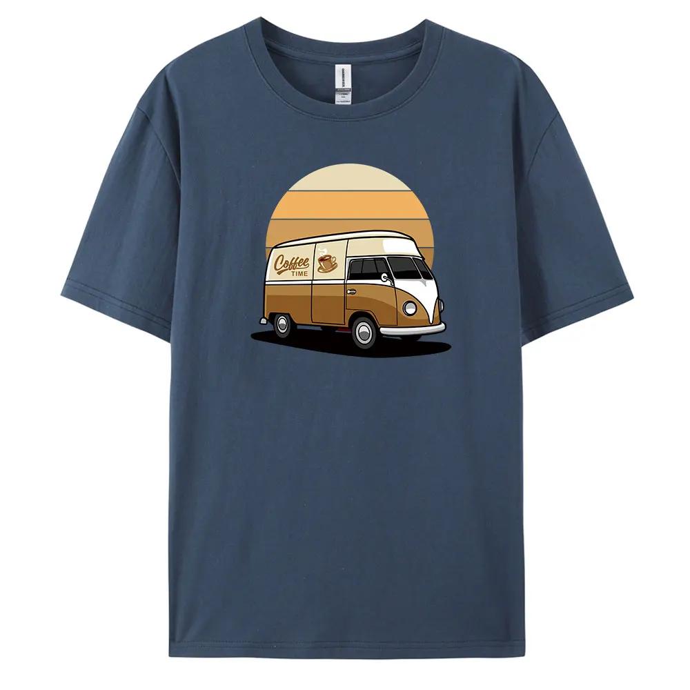 Fashion pattern Tshirt 100 cotton printed shortsleeved coffee bus pattern highquality street fashion tshirt