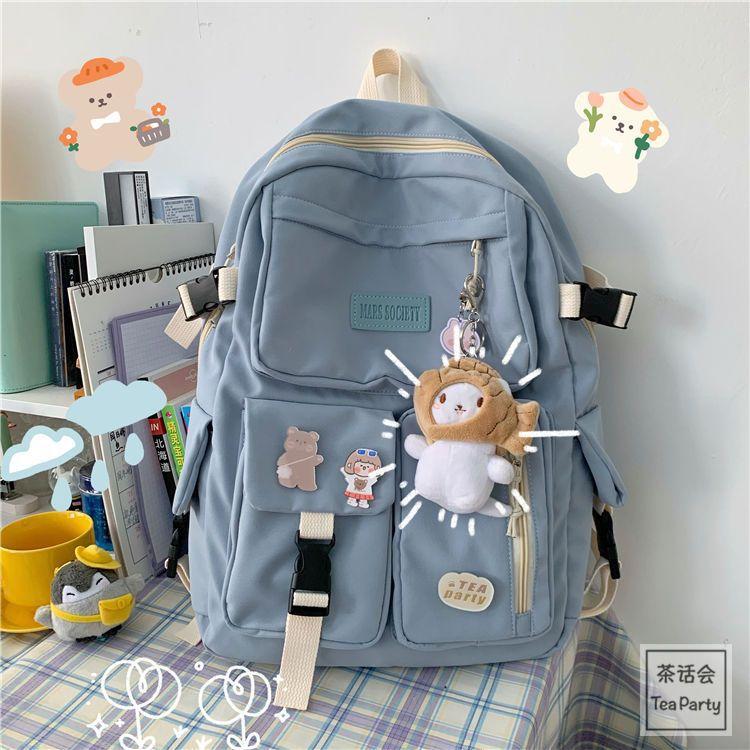 Schoolbag Korean ins college style backpack, Japanese Harajuku vintage student schoolbag female versatile travel backpack lightweight