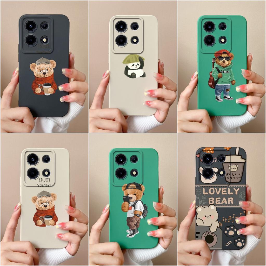 For Infinix Note 30 Smart 7 Plus Hot 30 Itel A60s S23+ P40+ Tecno Spark 10 Phone Case Cover Cute Bear Matte Soft Silicone Shockproof Shell Bumpers