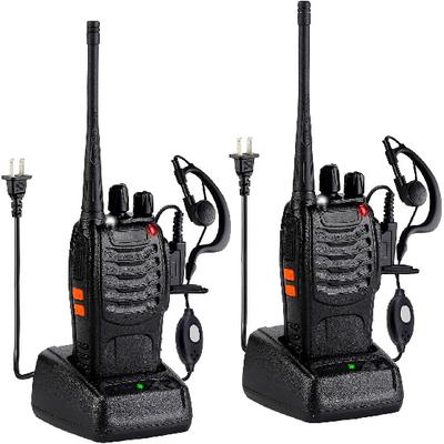 Перезаряжаемые рации Walkie Talkies 888S дальнего действия с наушниками для взрослых, 16-канальные портативные радиостанции двусторонней связи с литий-ионным аккумулятором и зарядным устройством в комплекте