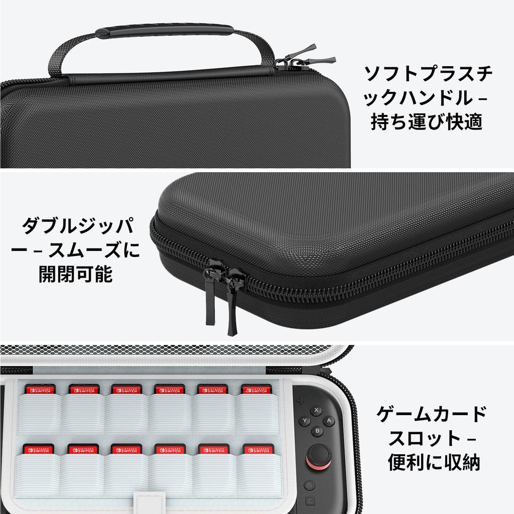 HEYSTOP Storage Case for Switch Large Capacity Soft EVA Storage Velcro Double Zipper Holds 12 Game Soft and More 2, Shockproof, Storage, Lining,