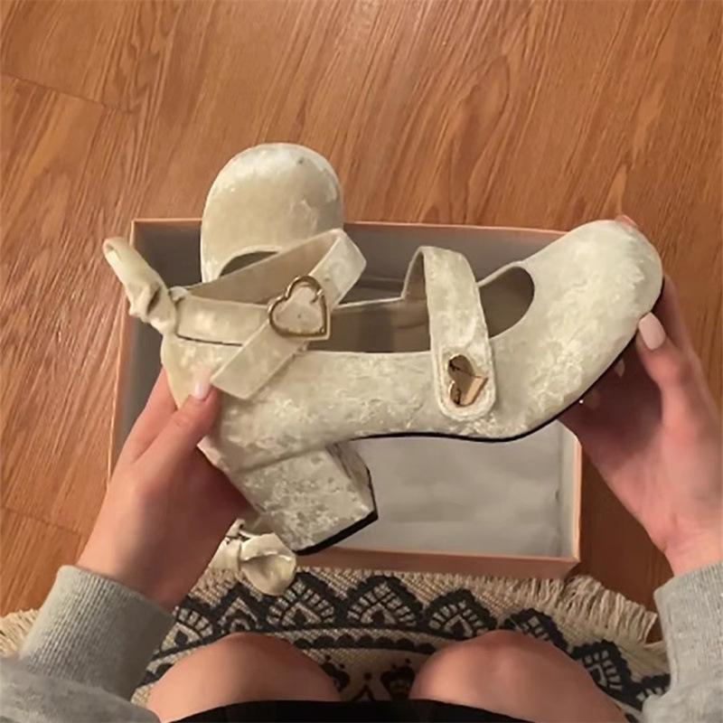 Туфли на высоком каблуке Мэри Джейн из замши Xiaoxiangfeng, женские, 2024 года, новые, универсальные, с юбкой, на толстом каблуке, одинарные