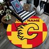 Custom Name,Calgary Flames pattern round rug,Carpet Rug for Living Room Bedroom Playroom ,Non-slip Floor Mat,Holiday Gifts and Birthday Gifts.