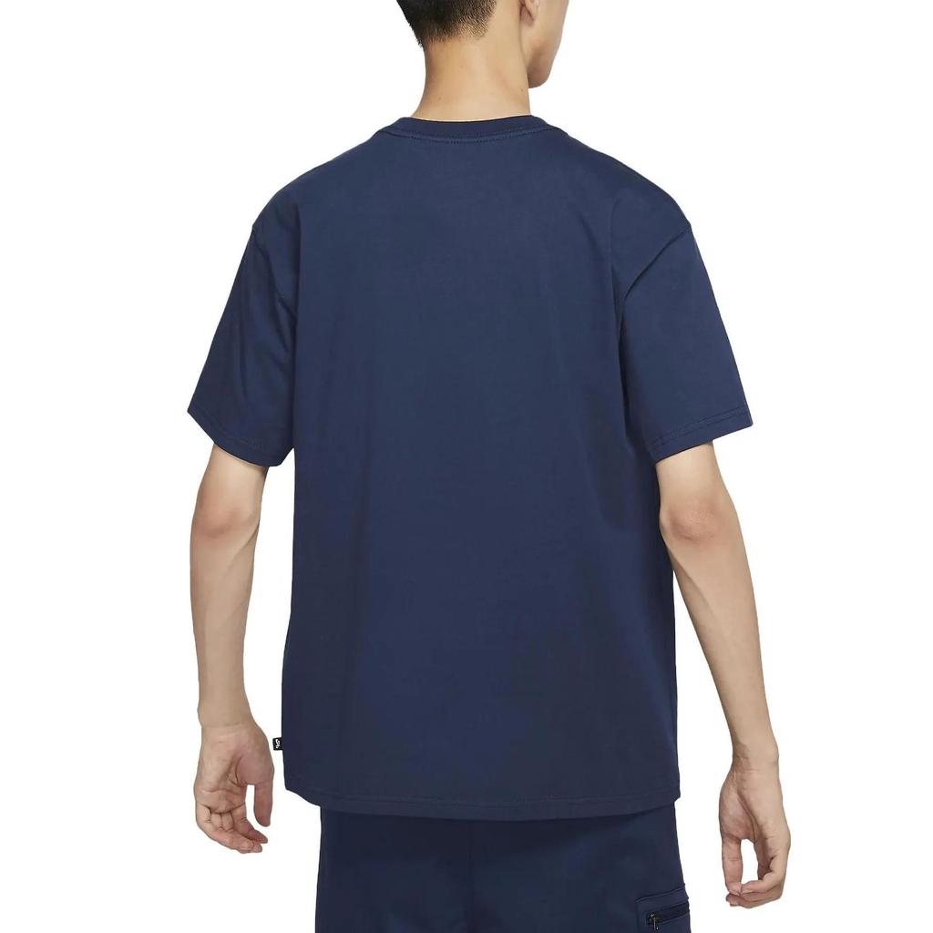 Nike T Shirts Men's Marine Blue Crew Neck Moderate Straight Fit (Unisex) T-Shirts DV9141 410