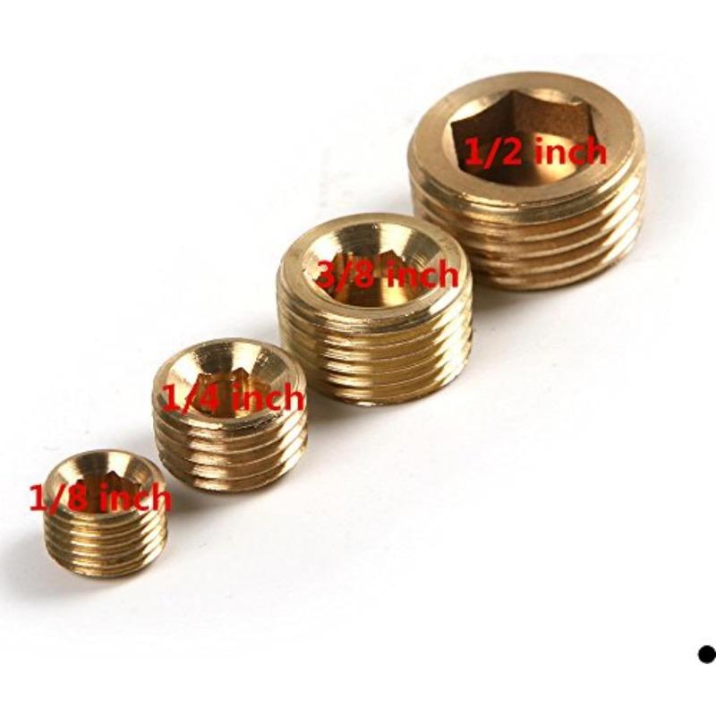 20 шт. латунных заглушек для труб 1/8", 1/4", 3/8", 1/2" NPT с внутренней шестигранной резьбой, набор фитингов