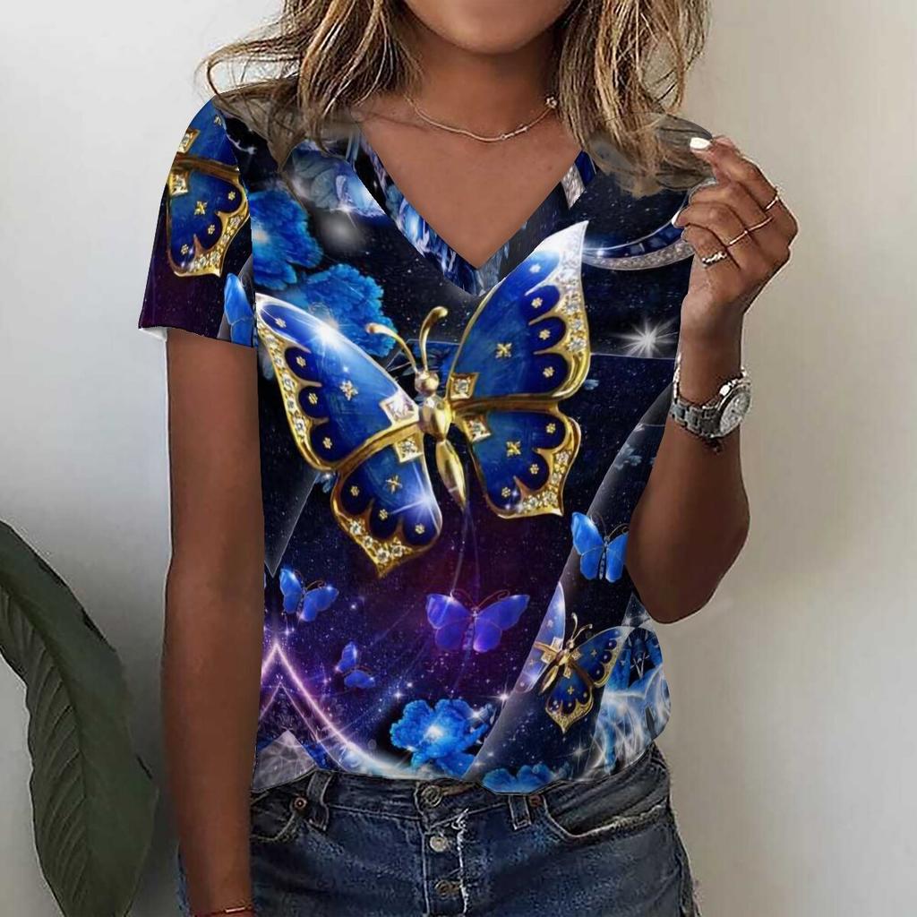 Модная футболка с 3D принтом подсолнечника и цветочным принтом, летние женские футболки с v-образным вырезом в стиле Харадзюку, уличная одежда больших размеров, футболки Y2k, верхняя женская одежда