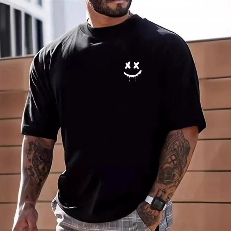 Футболка Smiley American с принтом, ретро, с коротким рукавом, мужская, с алфавитом, свободная