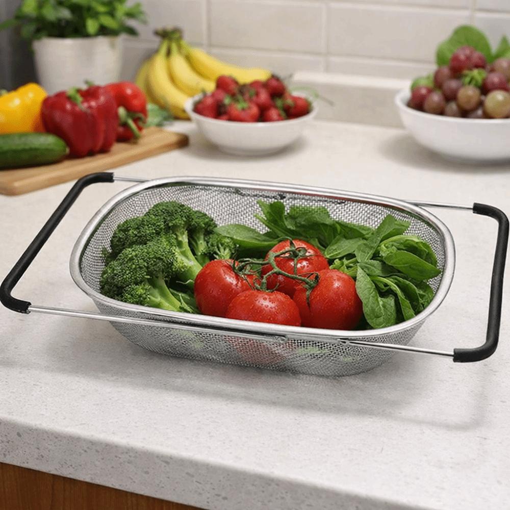 Non-slip Handle Sink Drain Basket Fine Mesh Vegetables Draining Racks Strainer Basket Tableware