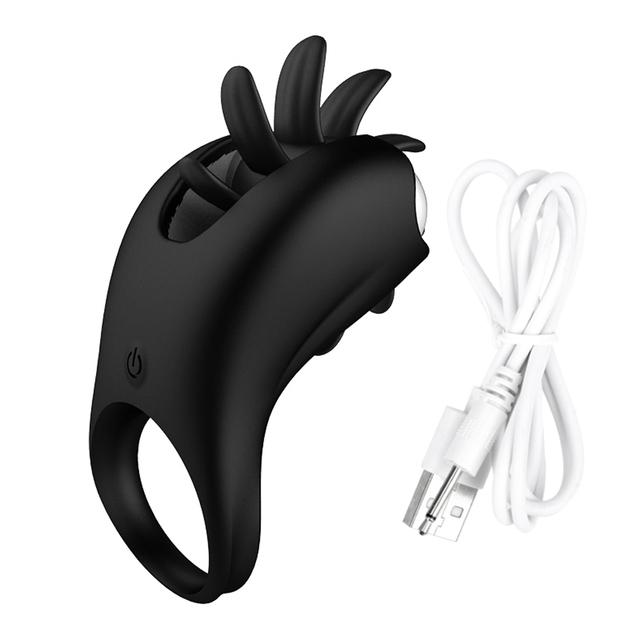 Вибратор для лизания языка, вагина, клитор, стимуляция пениса, кольцо для массажа точки G, вращение, оральное кольцо на член, секс-игрушки для пар