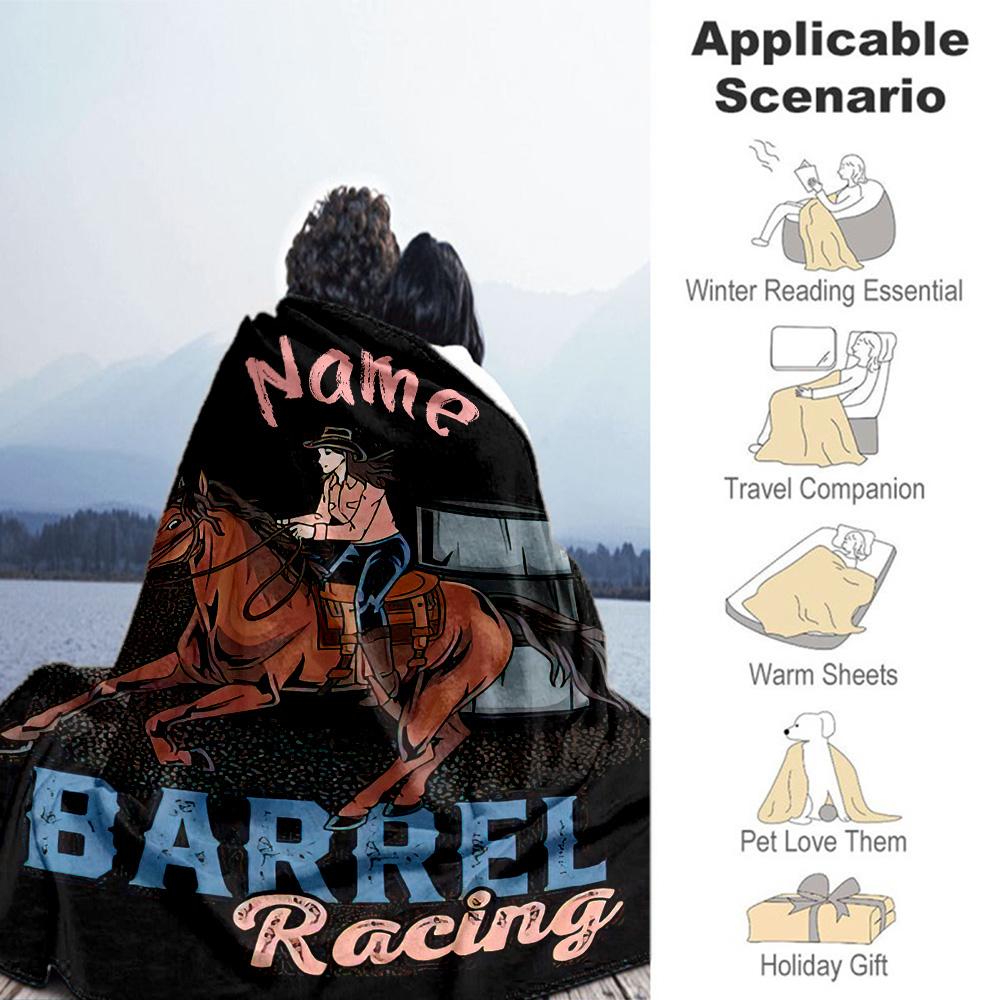Horse Personalized Text Blanket Cozy Personalized Blanket Soft & Cozy for Bedding Seaside Livingroom Home Decor for All Occasions