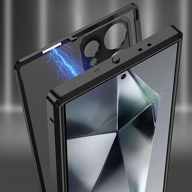 Для Samsung S25 S24 Ultra S23 Магнитный чехол для телефона Противоударный алюминиевый каркас Матовый гибридный чехол
