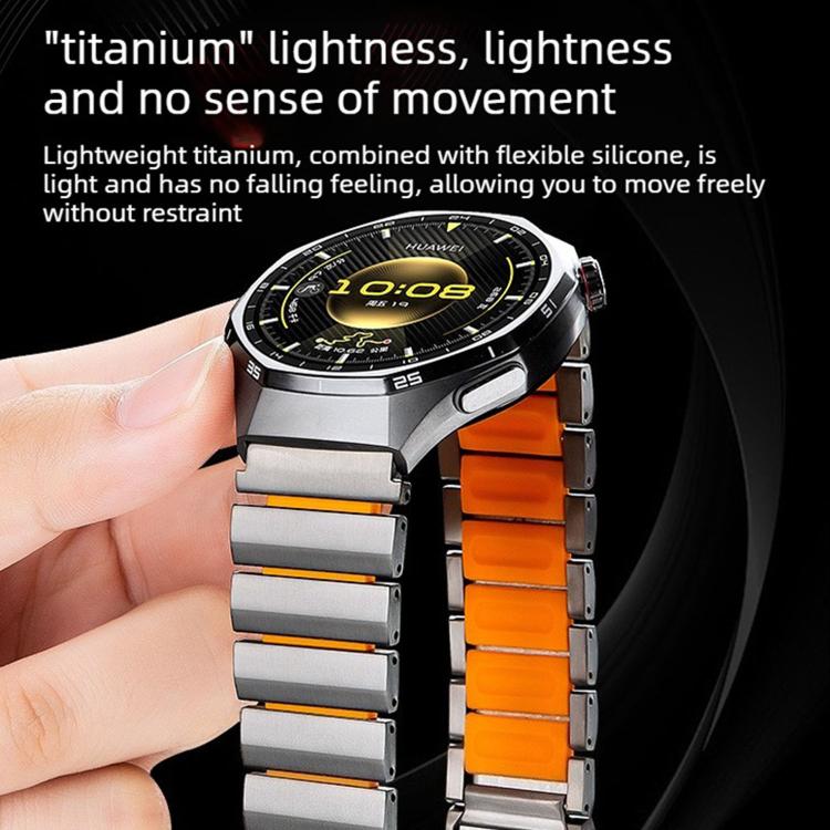 22mm Norman Magnetic Buckle Titanium Metal Silicone Watch Band, Adjustable Premium Replacement Sport Wrist Strap