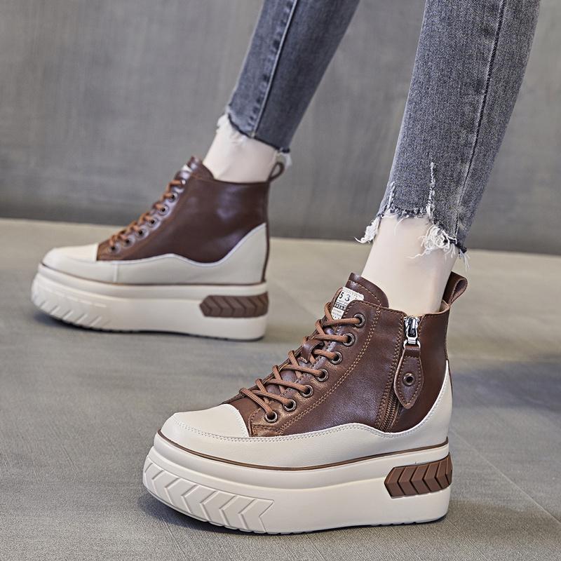 Women's Sneakers High Top Shoes 25 Spring Thick Sole Casual Shoes Women Thick Sole Sneaker Short Boots Zapatillas De Mujer Tenis