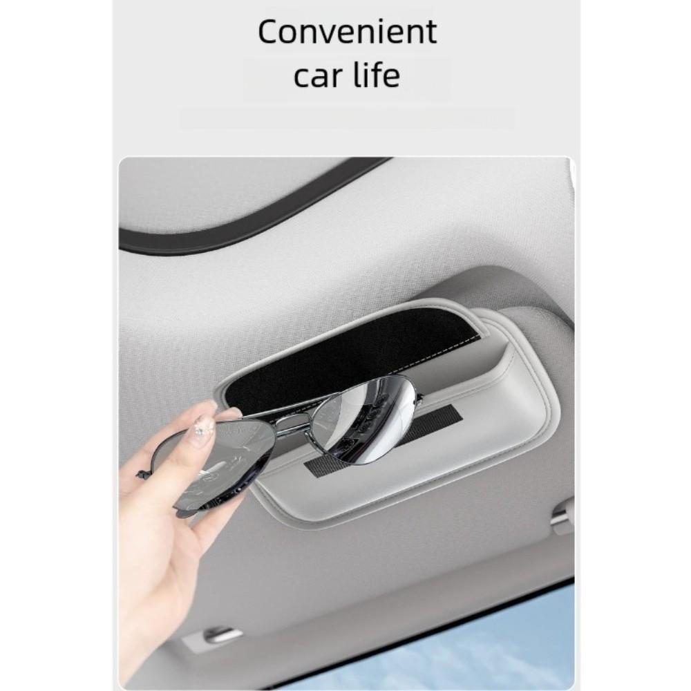 Scratch-Free Fastener Sunglasses Holder PU Leather Eyewear Protection Box Car Interior Accessories