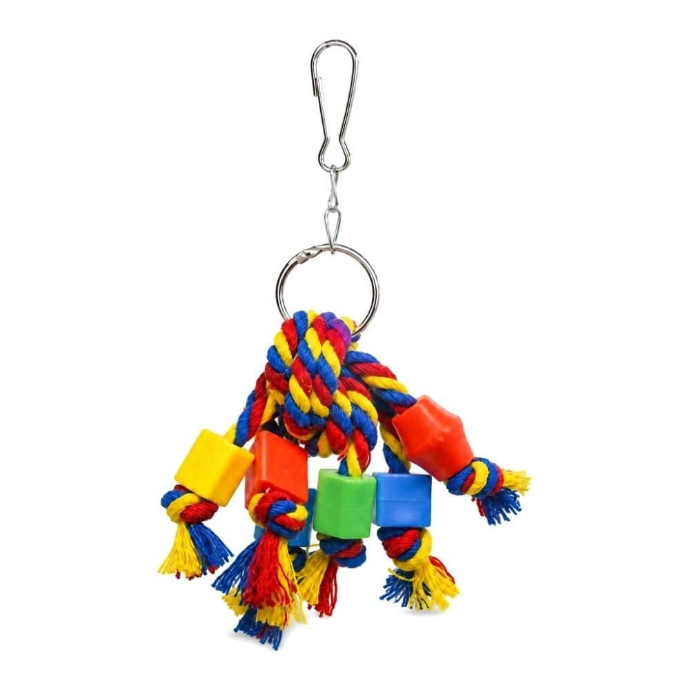 3pcs Plastic Beads Bird Chewing Toy Cotton Rope Plastic Beads Toy For Medium Parrots
