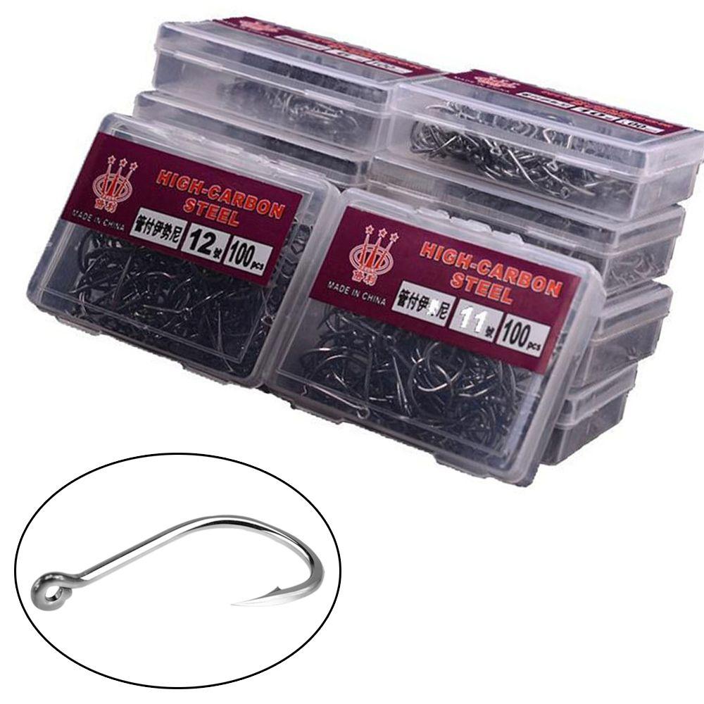 100PCS/SET Hot Barb Perforated Fishing Hooks Durable Head Fishook Fish Bait