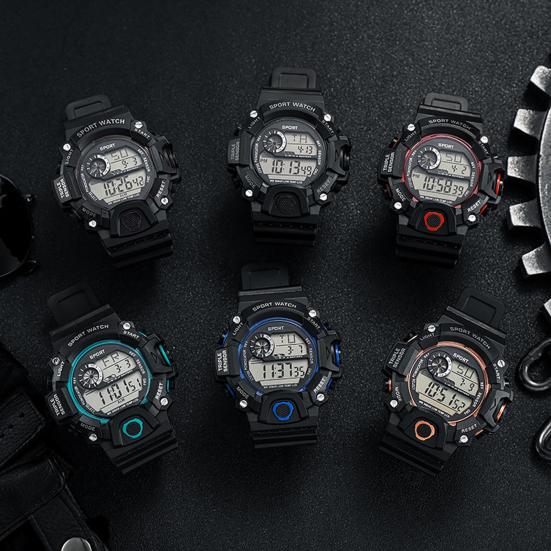 Yousheng  Electronic Watch Silicone Wristband Digital Display Multifunctional Outdoor Running Sports Daily Wristwatch Gift