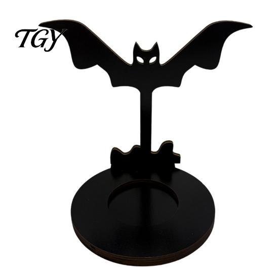 Unique Housewarming Gift Halloween Wooden Shadow Candle Holder, Scarecrow Bat Black Cat Ghost Silhouette Durable Garden Patio Decor Candlestick,