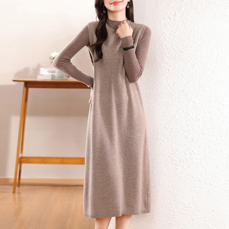 Женское кашемировое платье Qinghe кашемир 30% кашемир 70% шерсть осенне-зимняя кашемировая юбка мягкая и теплая