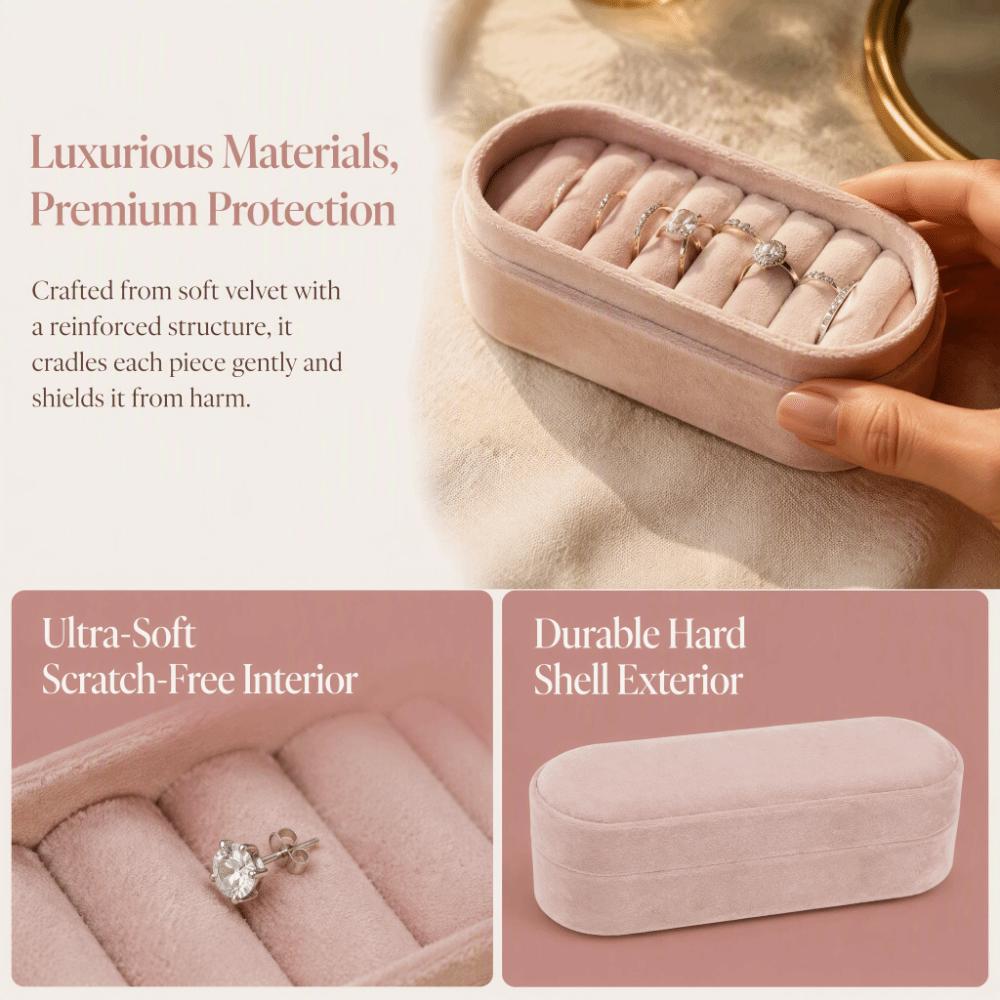 Velvet Lining Jewelry Organizer 11 Slots Ring Holder Jewelry Boxes Ring Display Case For Travel