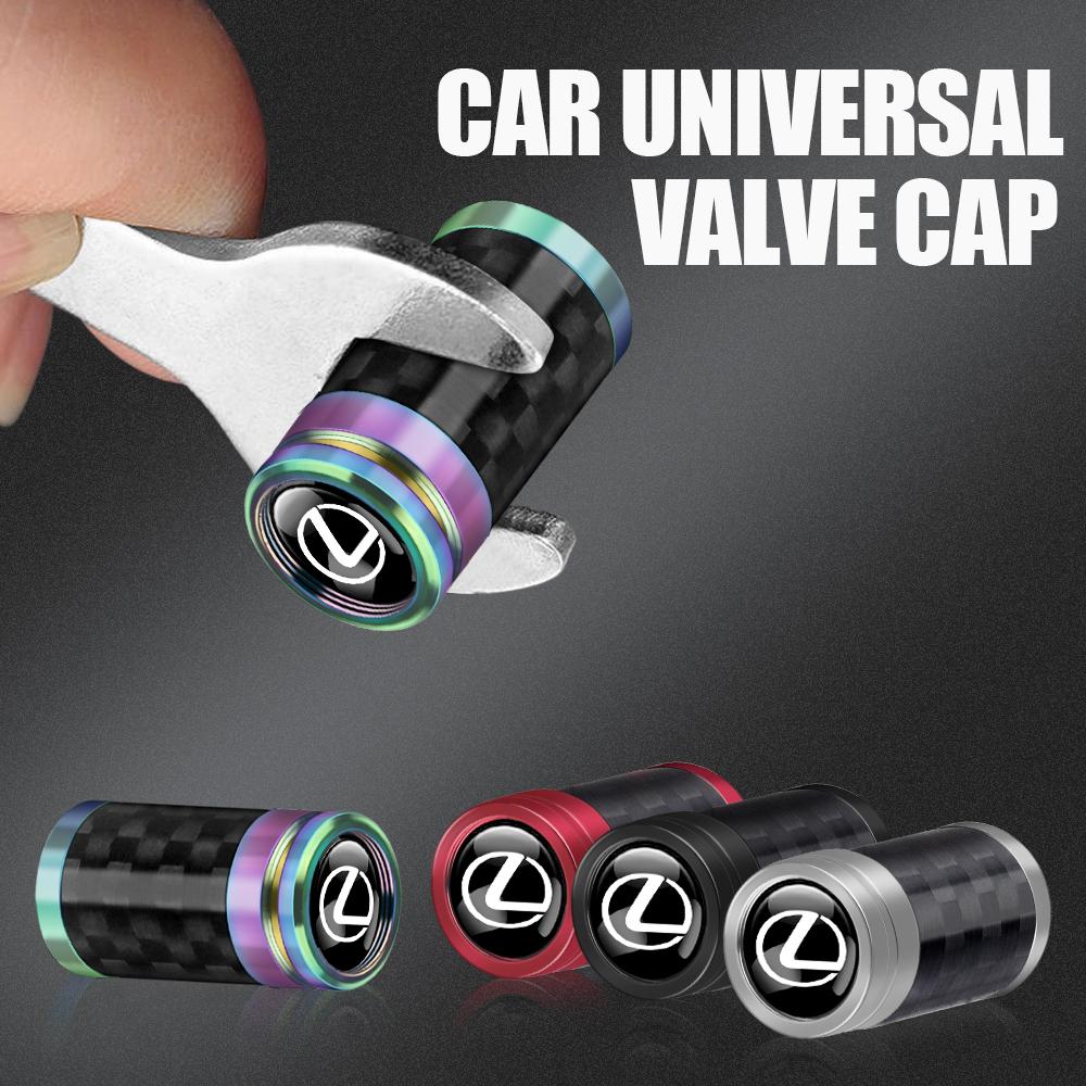 4PCS Carbon Fiber Car Wheel Tire Valve Stem Caps Metal Cover Accessorie For Lexus CT200h NX300h RX300 RX330 EX300h F Sport IS RXBW3