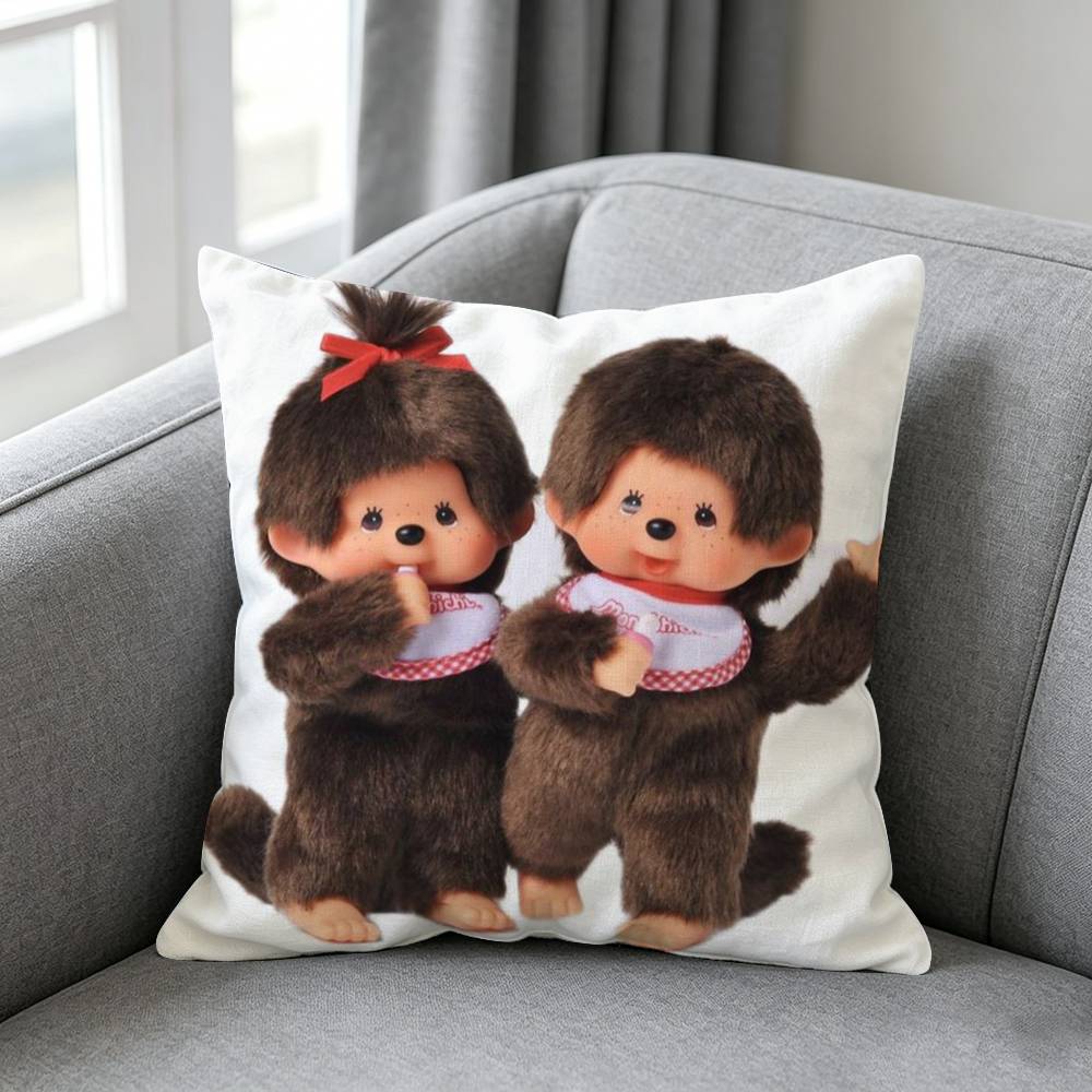Cartoon Monchhichiss Pillow cover Simple solid color design Surprise For Multiple Bedroom Styles