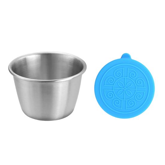 1/6Pcs Dipping Cup Stainless Steel Sauce Cup with Leakproof Lid 70ml Reusable Condiment Container