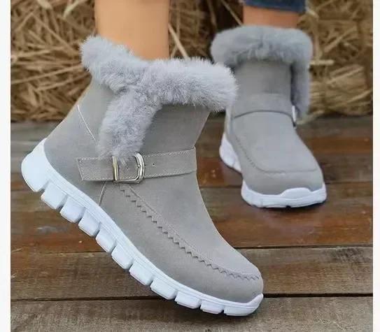 Большие размеры 35-43 женские туфли на платформе из искусственной замши с застежкой-молнией из хлопка, модные меховые плюшевые теплые зимние женские ботинки для снега Botas de Mujer