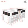 Детская кровать 90x200 см, двухъярусная кровать с местом для хранения и защитой от падения, молодежная кровать с лестницей, реечное основание - массив сосны, без матраса