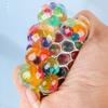2Pcs Rainbow Stress Ball with Mesh Anxiety Relief TPR Colorful Beads
