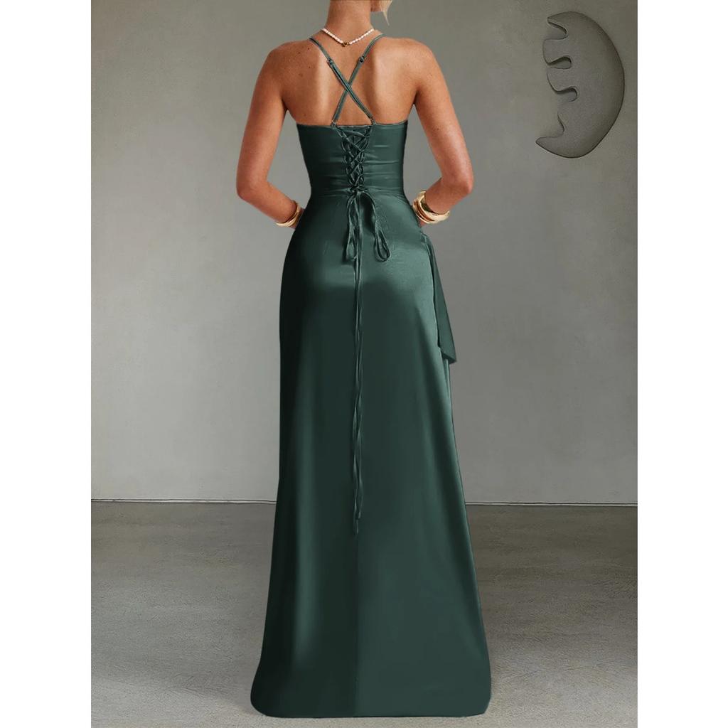 LYRIA Женское платье Элегантная мода Красивые женские платья Вечерние платья для вечеринки Новинка Y2K Сексуальное платье-халтер с запахом на бедрах Длинные платья