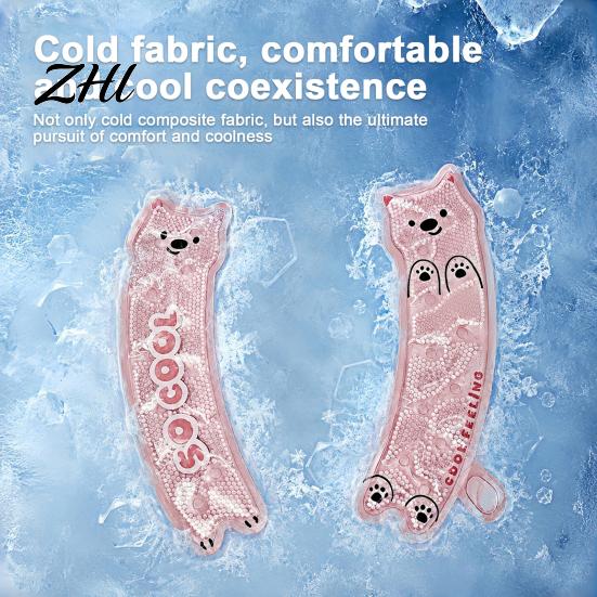 Non Marking Adhesive Toilet Seat Cover 1 Pair with Cooling Gel Particles, Cute Cartoon Bear Design, Waterproof Universal Fit Pad Soft Rubber