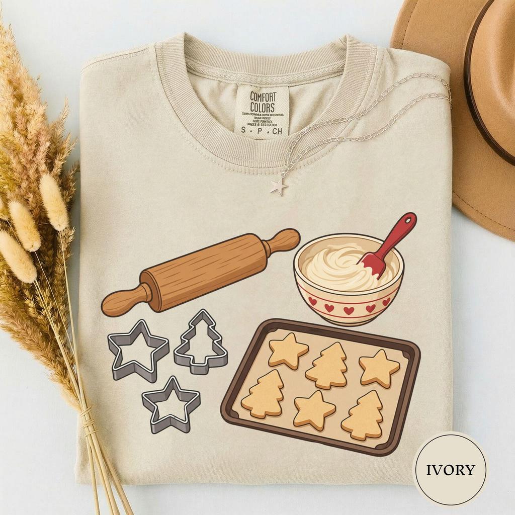 I Bake the Cookies Shirt, Matching Couples Tee, Christmas Baking Gift, Couples Holiday Shirt, Funny Baking Tee, Matching Holiday Set