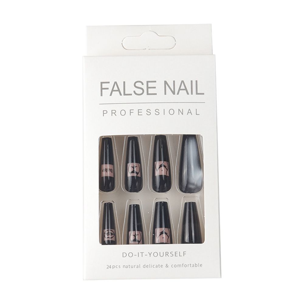 24pcs/Box French Ballerina Full Cover Manicure Tool Nail Tips Wearable Fake Nails Coffin False Nails